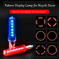 2 pcs red and blue pattern letter display lamp vibration sensing led double side light for bicycle wheel decor ridding accessory