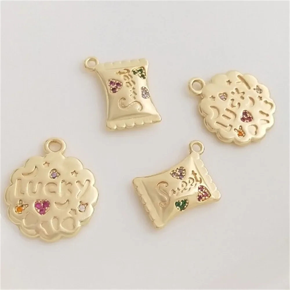 14 К посылка золотой цирконий счастливый цветок круглая карта буква конфета кулон