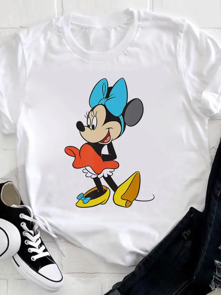 

Disney Mickey Mouse Cartoon Tshirt Leisure Print Funny Comfy Trendy Mickey T Shirt CrewNeck Graphic Disney Brand Women T-Shirt