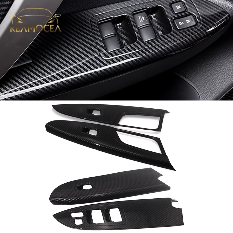 

Reamocea 4x Carbon Fiber Car Interior Window Lift Switch Panel Cover Trim Accessories For Mitsubishi Eclipse Cross 2018 2019