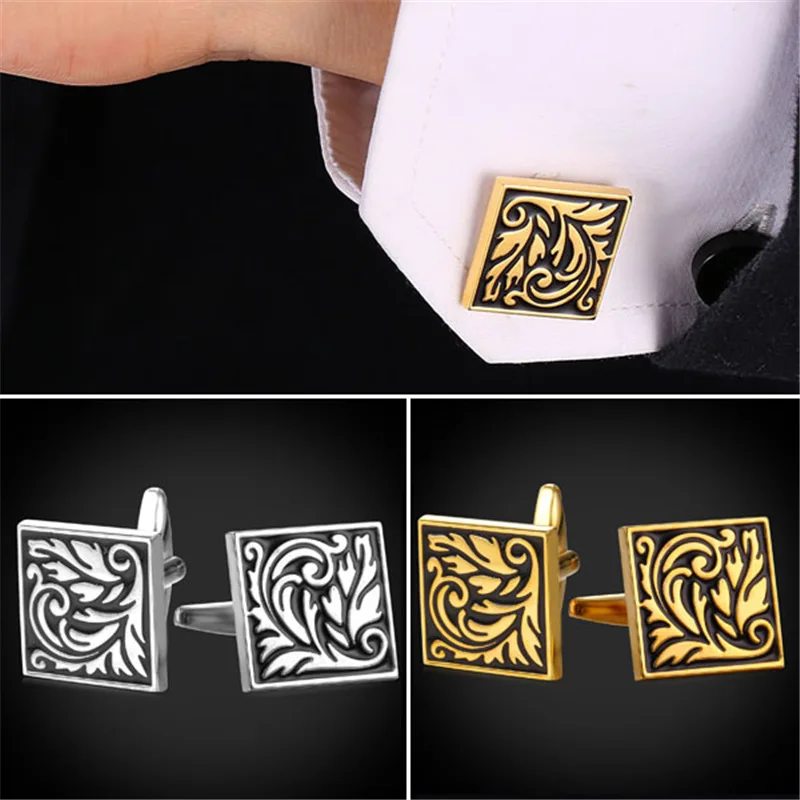 Запонки Collare для мужчин золотистые/Серебристые эмалированные запонки винтажные