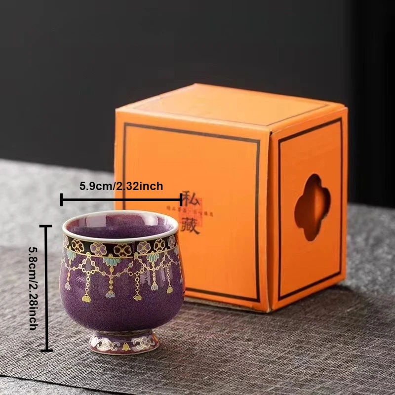 

Чайная чашка Dunhuang Jun, фиолетовая керамическая чайная кружка ручной работы в стиле ретро, китайская кунг-фу Gongfu Master Cup, чайная церемония, посуда для напитков