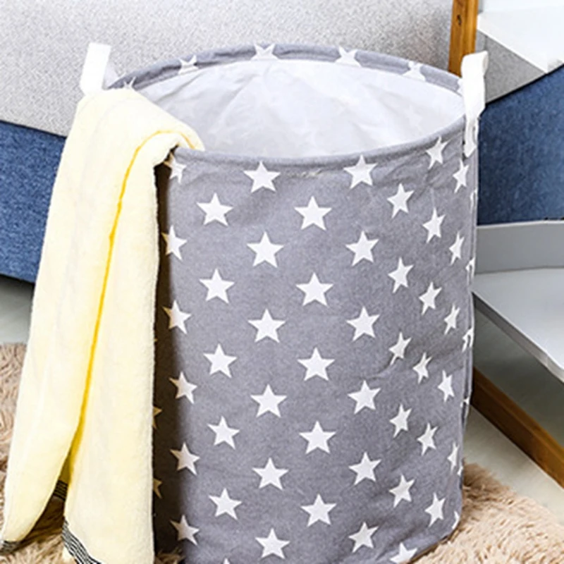 

Waterproof Collapsible Extra Large Drawstring Clothes Hamper Storage With Handle With Stylish Stars Design