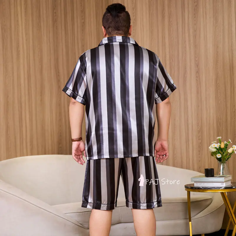 Pajamas Mans Silk  Plus Size man Pajama set 7XL Sleepwear Short Sleeved Homewear Leisure Nightwear Loyal Pjs Men Home Clothing