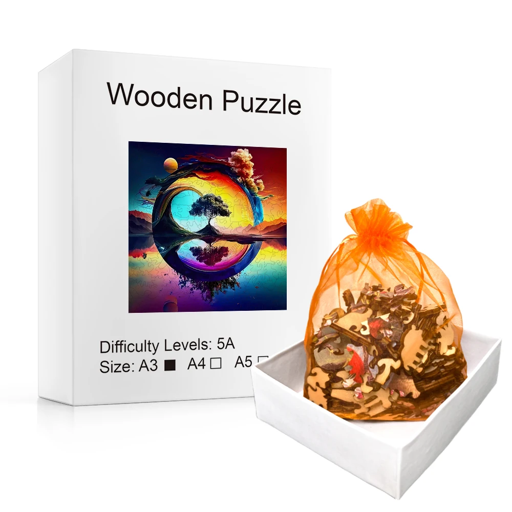 Creative YIN-YANG Sun, Moon, Life Tree Wooden Puzzle 5