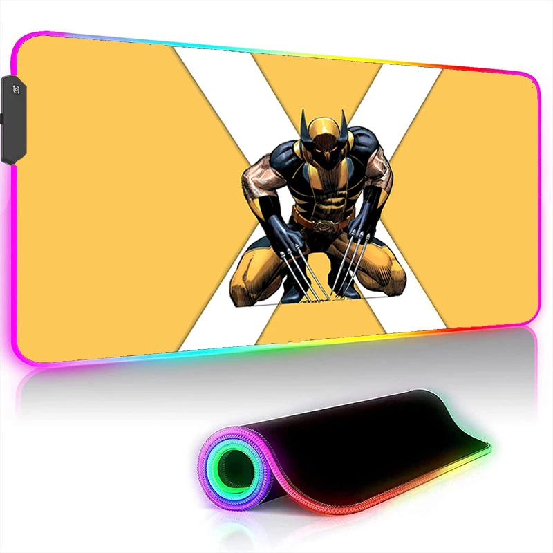 

Игровой коврик для мыши Wolverine со светодиодной RGB подсветкой, крутой коврик для ноутбука, компьютерный коврик для офиса, Настольный коврик, иг...