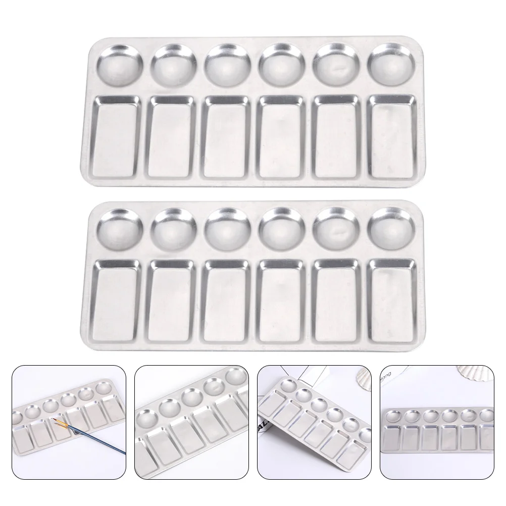 

Palette Tray Watercolor Mixing Plate Oil Painting Makeup Metalartist Color Tin Trays Box Pigmentstainless Steelkids Student