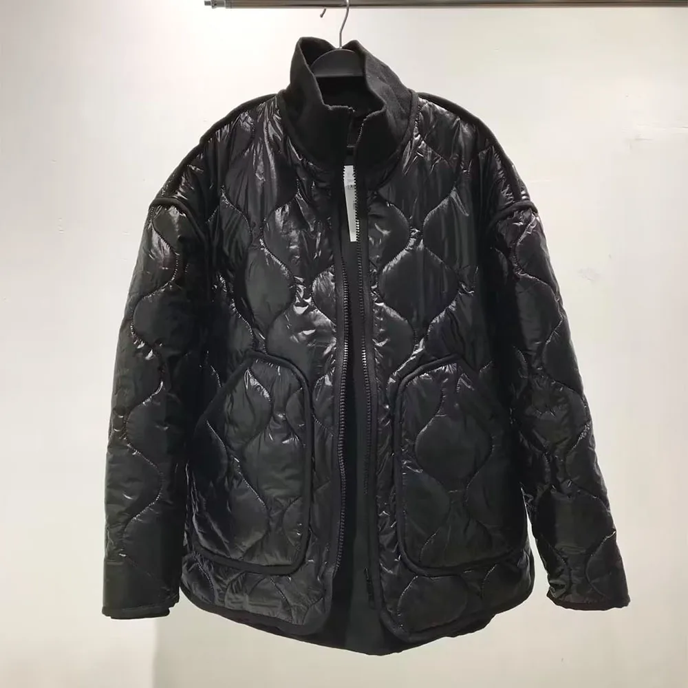 Autumn and winter new fashion women's casual black stand-up collar long-sleeved front dark button closure cotton jacket jacket