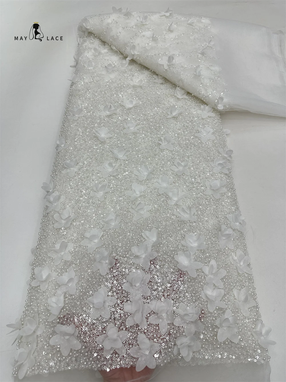 Африканские бусины 3D цветок кружевная ткань 2024 высокое качество нигерийская для