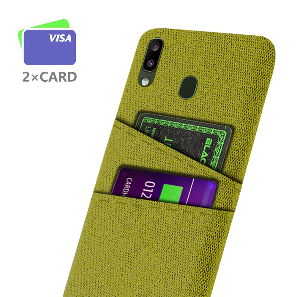 

For Samsung Galaxy A20 Case Dual Card Fabric Cloth Luxury Business Cover For Samsung Galaxy A20 A 20 SM-A205F/DS Coque Funda