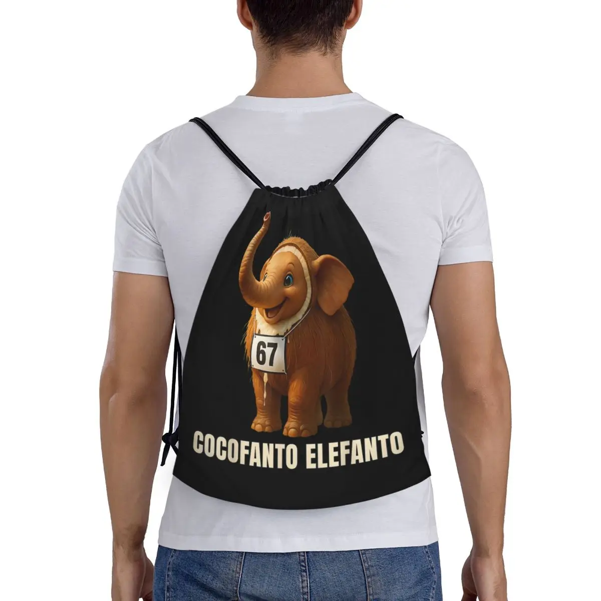 Фото 67 Cocofanto Elefanto итальянский рюкзак Brainrot Meme на шнурке, спортивный рюкзак для спортзала, сумка на шнурке для езды на велосипеде №4