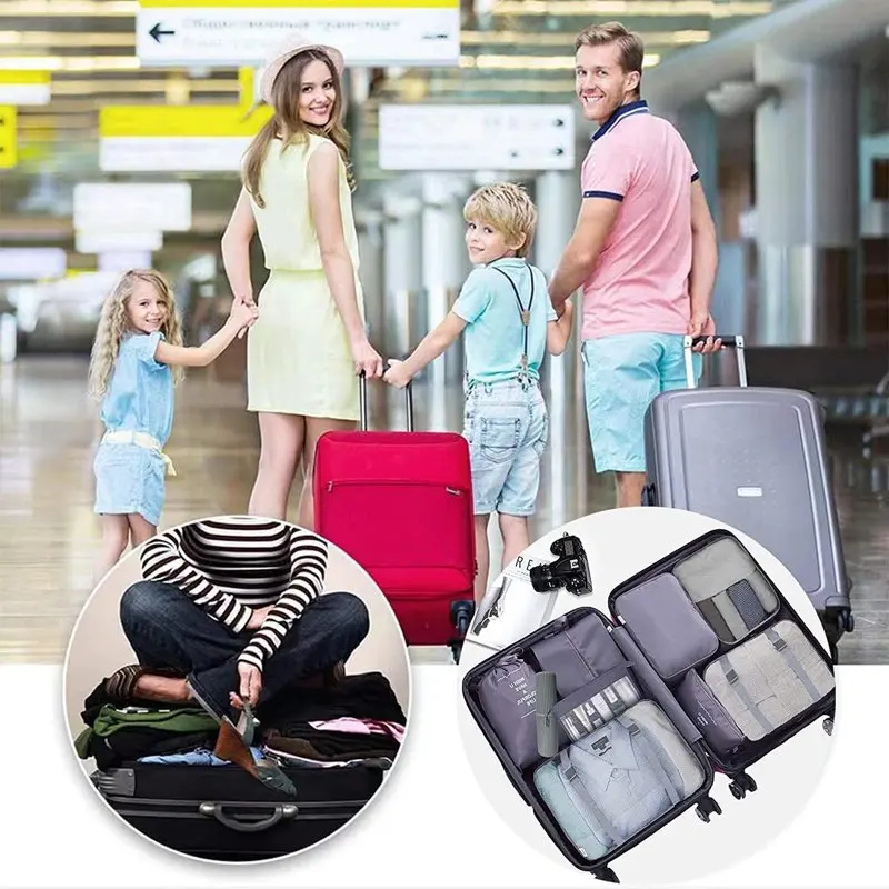 Packing Cubes, 8pcs Compression Packing Cubes as Suitcase Organizer Bags set of Travel Essentials (gray)