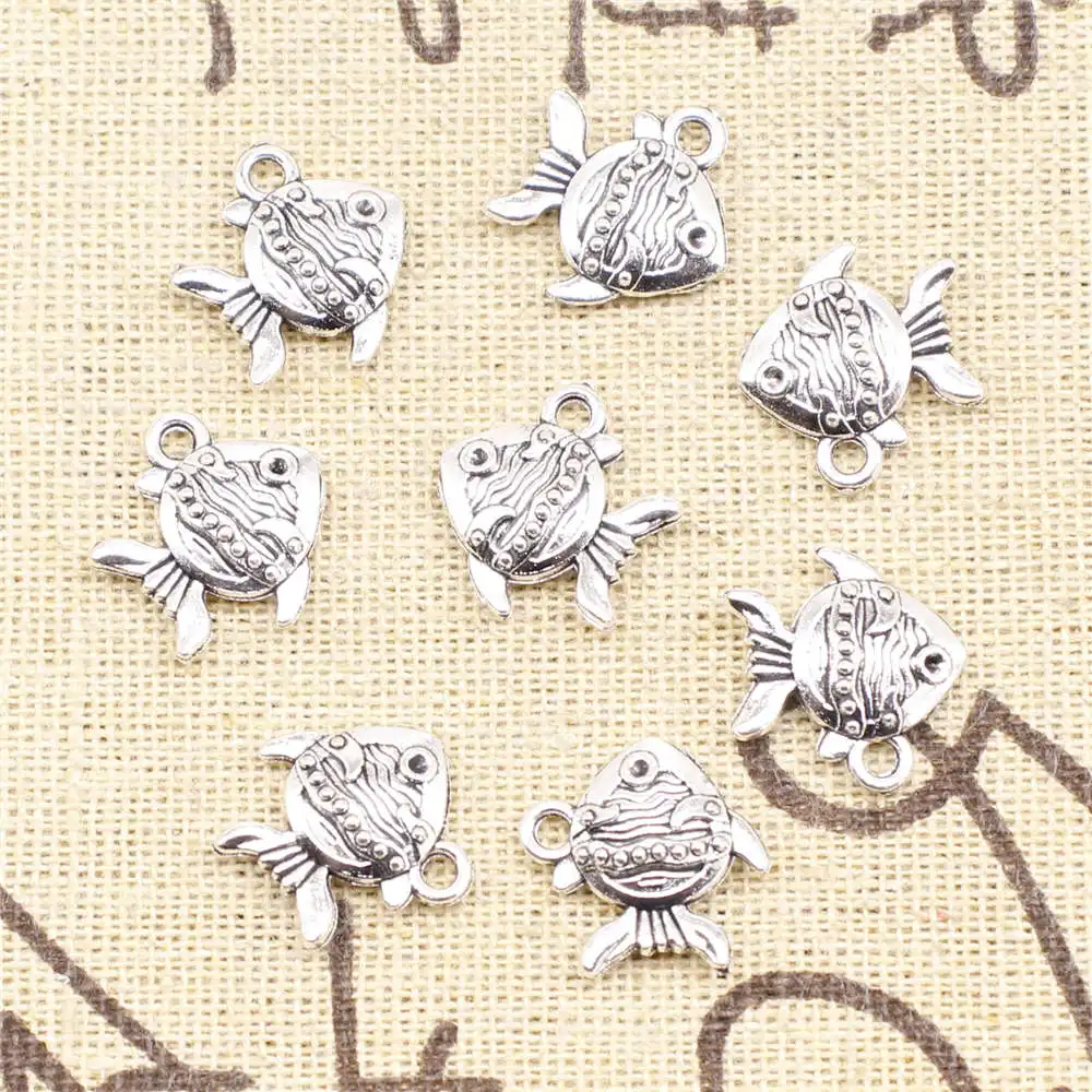 

10pcs Antique Silver Color 15x15mm Fish Charms Handmade Jewerly Diy