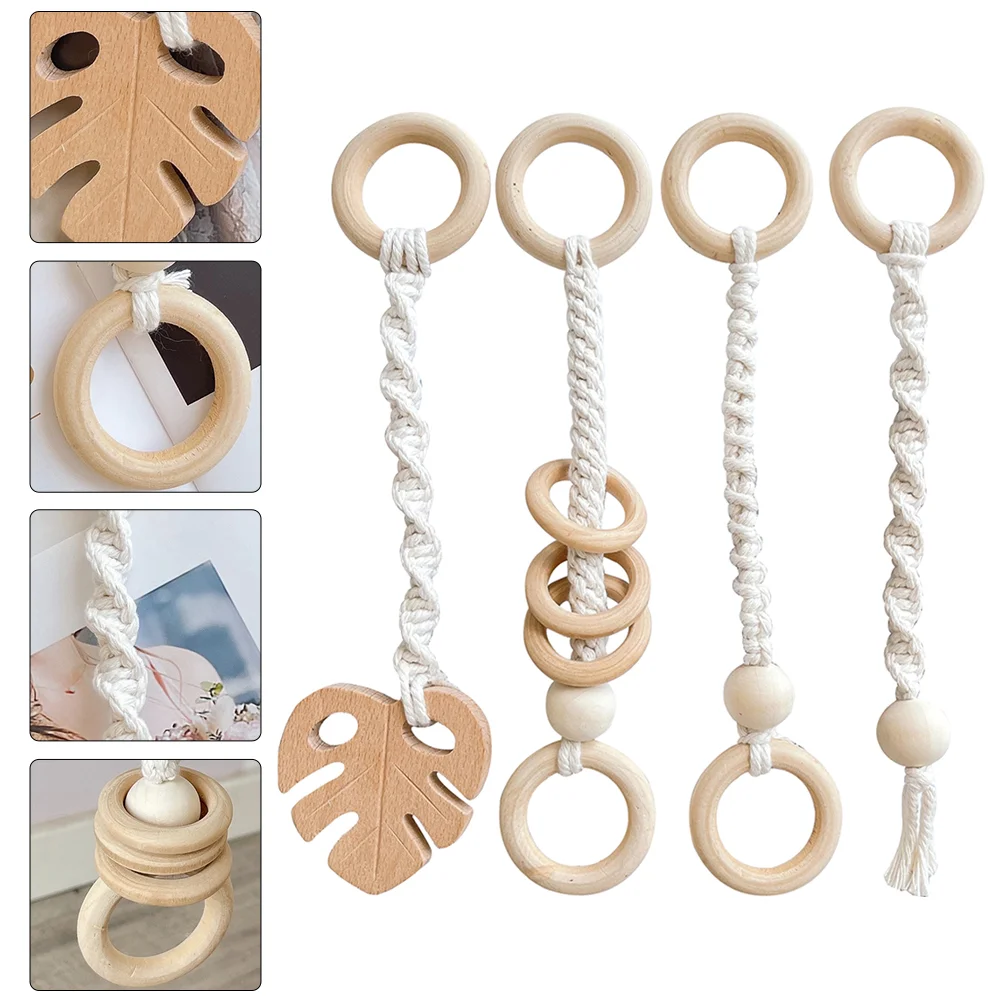 

4 Pcs Baby Hanging Rattles Toys Baby Nursery Decor Car Stroller Toys Newborn Gym Toy Hanging Sensory Toys Ring Toys Baby