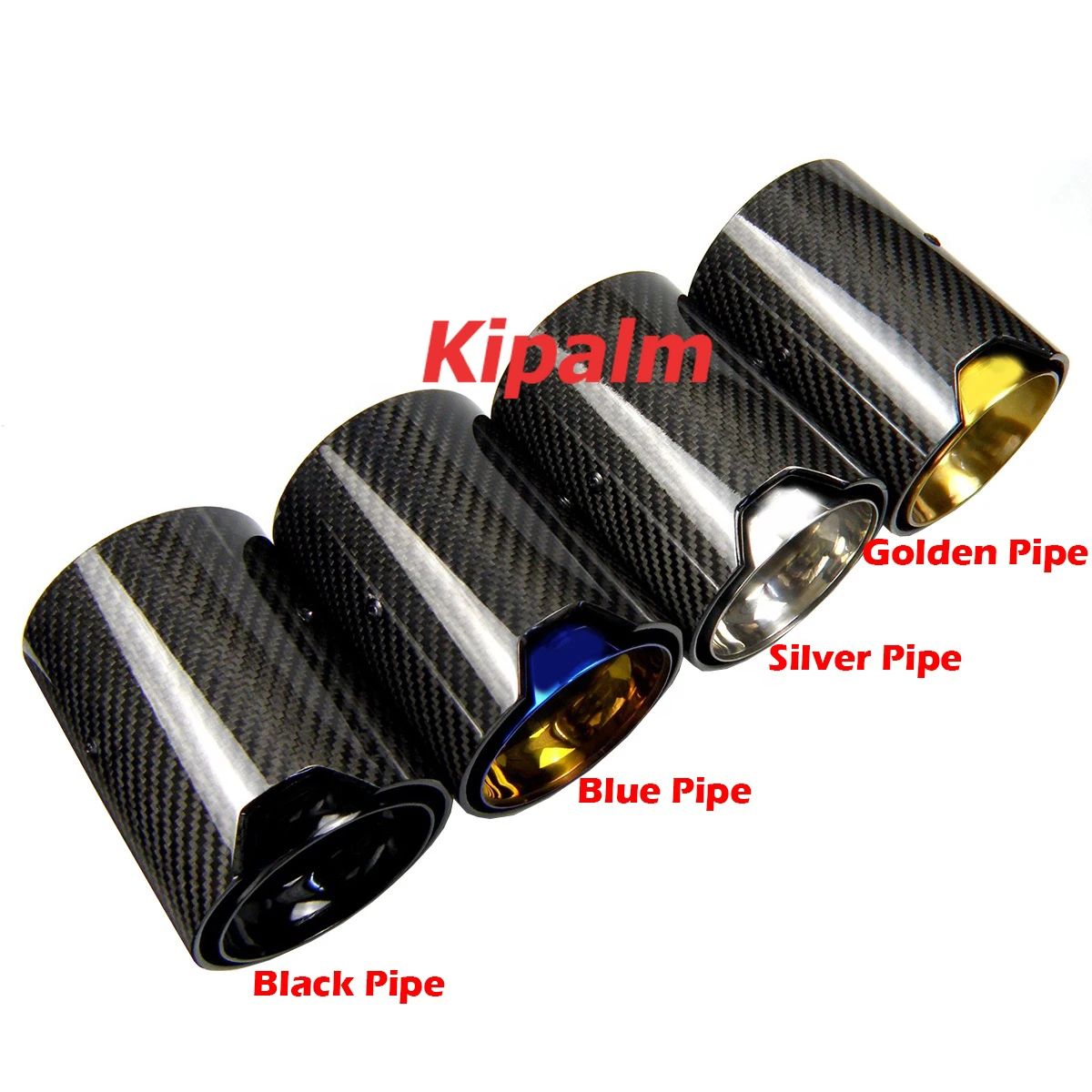 

kipalm 4pcs M4 (F82/F83) 2014-2020 Glossy Carbon Fiber Exhaust Tip Muffler for BMW with M Logo