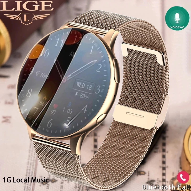 

LIGE NFC Smart Watch Men Bluetooth Call Local Music Watch IP68 Waterproof Voice Assistant New Women Smartwatch For Android IOS