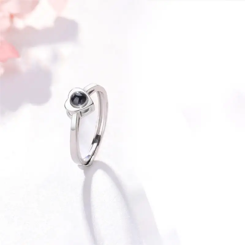 HIBODY Picture Customization 925 Silver Love Couple Projection Ring Unique Lady's Jewelry Without Inlaid Simple Finger Jewelry