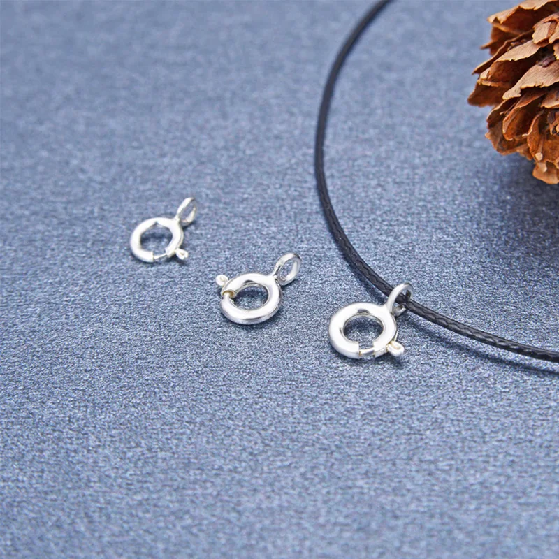 High Quality 925 Sterling Silver Spring Ring Clasps Hooks 925 Silver Connection For Necklace Bracelet DIY Buckle Jewelry Making