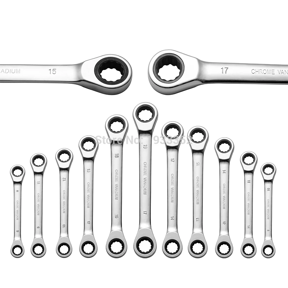 

8-19mm Double Head Ratchet Combination Wrenches Set Hand Tool for Nut Spanner Chrome Finish Good Quality