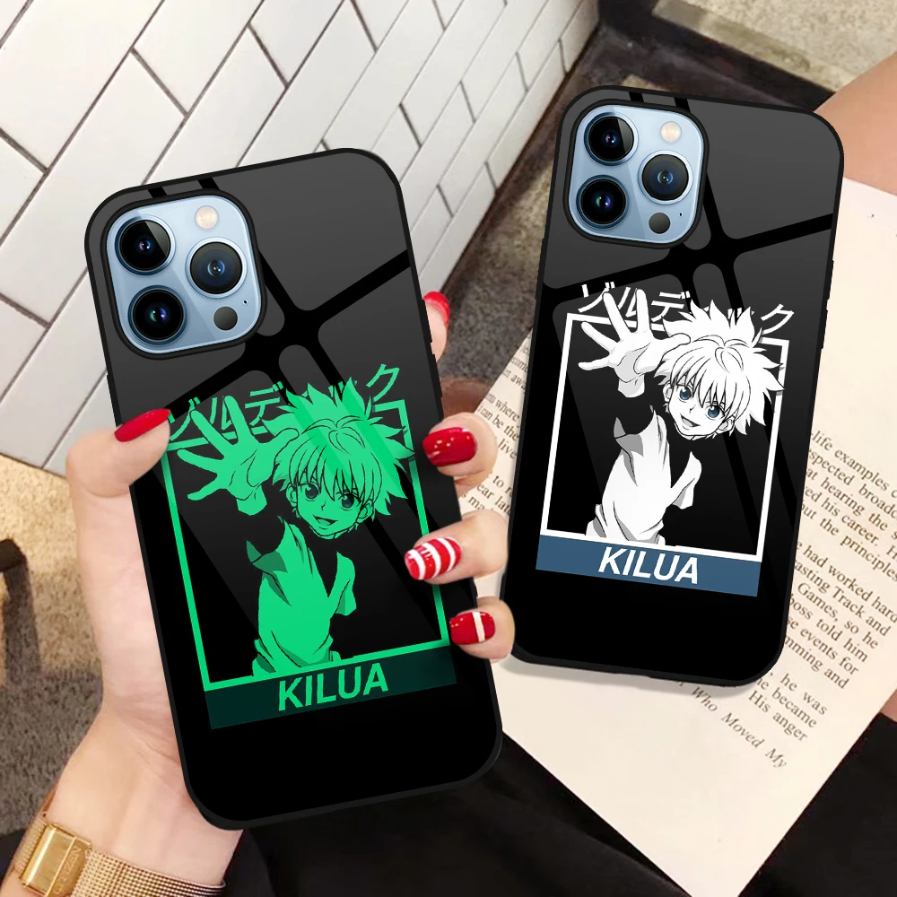 

Japan Anime Hunter X Hunter Luminous Glass Case for iPhone 14 13 12 11 Pro Max Mini XS XR X 7 8 6 6s Plus 5 5S Back Cover Coque