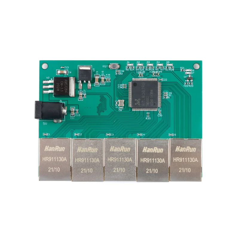 5-портовый коммутационный модуль 1000M 100M ACTIVE Network Full Gigabit Ethernet Block на основе RTL8367RB DC 5V