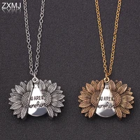 zxmj new sunflower necklace fashion open sunflower clavicle chain creative lettering necklaces for women sweater chains jewelry