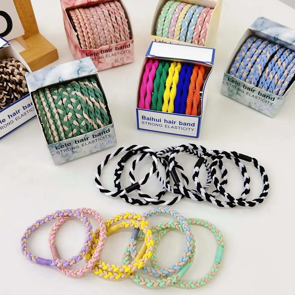

Lovely Candy Color Elastic Hair Ropes Trendy High Elastic Woven Hair Ropes Popular Net Red Students Hair Accessories