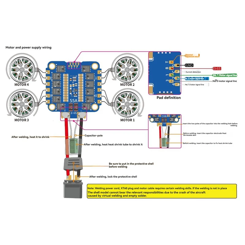 Для BAYCKRC FPV ESC AM32 55A 3-6S 4 в 1 для RC Freestyle Racing Drone Quadcopter Parts