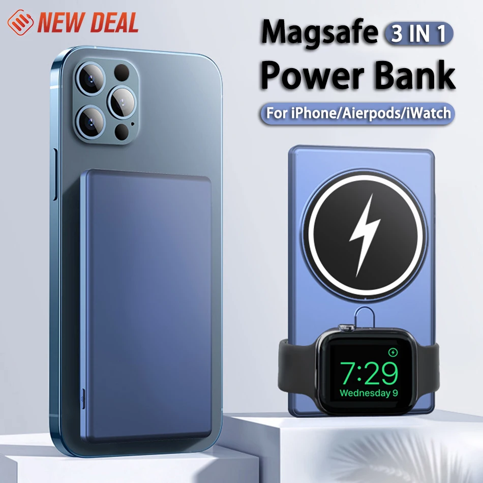 

2023 New Magnetic Powerbank For iphone 14 13 12 11Max Apple Watch AirPods Fast Wireless Charger External Battery Pack