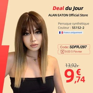 Парик ALAN EATON Омбре из коричневого золотистого цвета, короткие прямые волосы, парики Лолита БОБО с челкой, синтетические парики для женщин, косплей, термостойкие