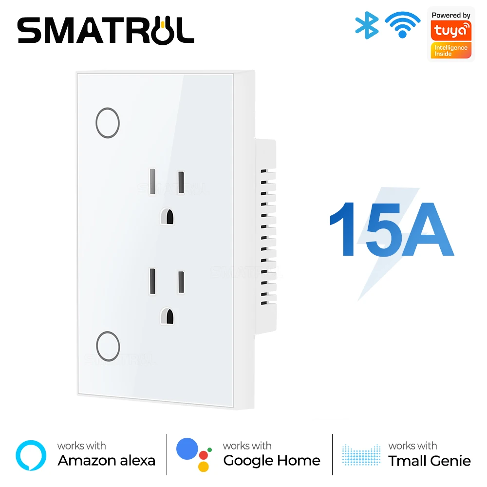 

15A Tuya Wifi Smart Socket Us Plug Outlet Timing Smart Life App Wall Electrical On Off For Google Home Alexa Tmall Genie