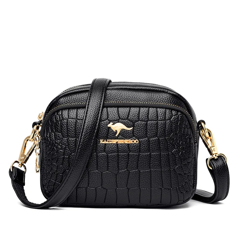 Women's crocodile stitching European and American Oval shoulder bag  Textured hardware Fashion Square crossbody bags for women