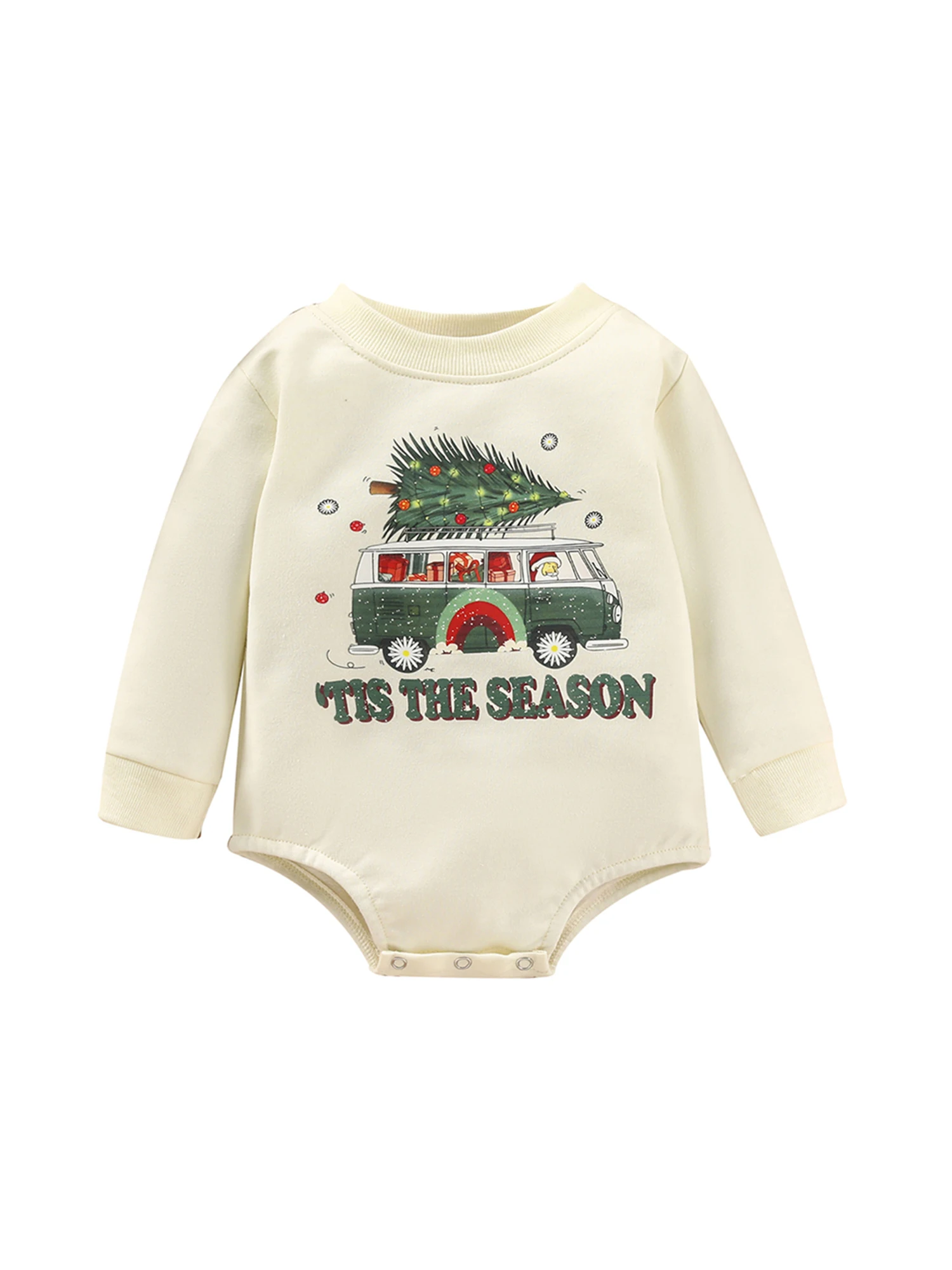 

Christmas Newborn Baby Girl Boy Long Sleeve Romper Stripe Plaid Bodysuit Top Infant Xmas Clothes