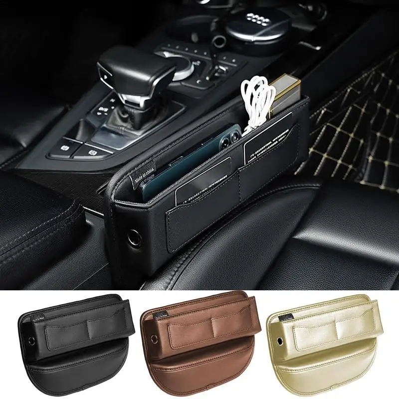 

Car Seat Organizer PU Leather Front Seat Gap Filler Box Space-Saving Vehicle Storage Tool Automobile Interior Accessories