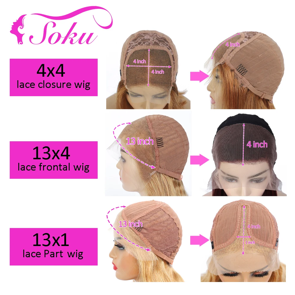 13x4 Lace Front Human Hair Wigs SOKU Brazilian Straight Body Curly Blonde PrePlucked Lace Closure Wig For Black Women Remy Hair