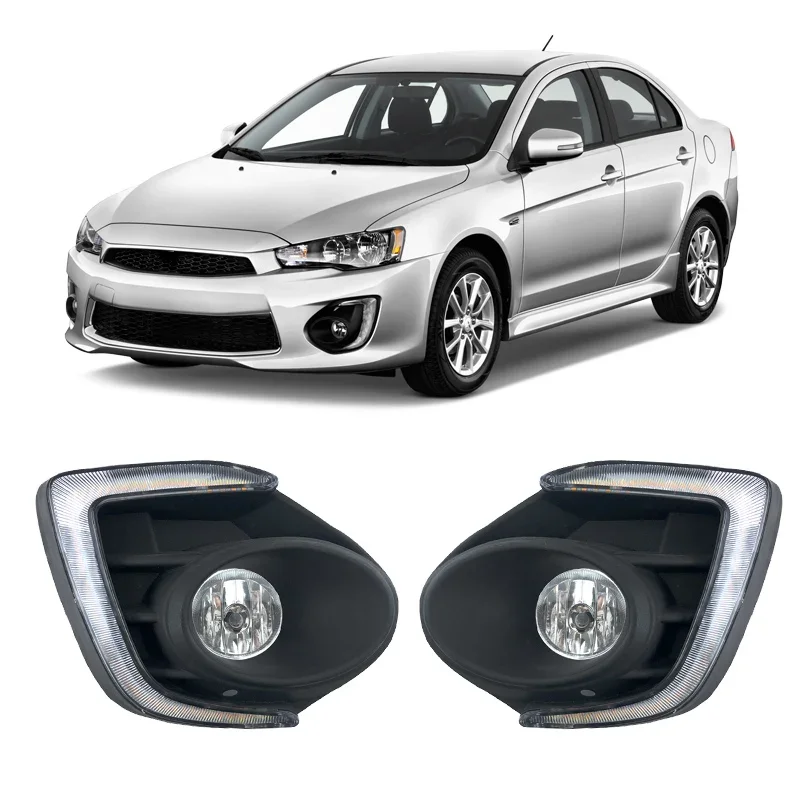 Фото Для Mitsubishi Lancer 2016-2019: Комплект противотуманных фар с указателями поворота, светодиодными ДХО и аксессуарами для переднего бампера №4
