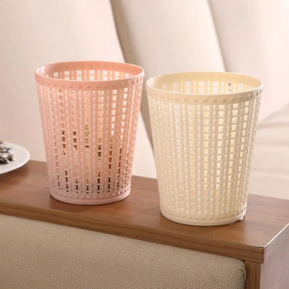 

Desktop Mini Trash Can Rattan Pattern Design Hollow Waste Bin Trash Container For Cars Homes Offices