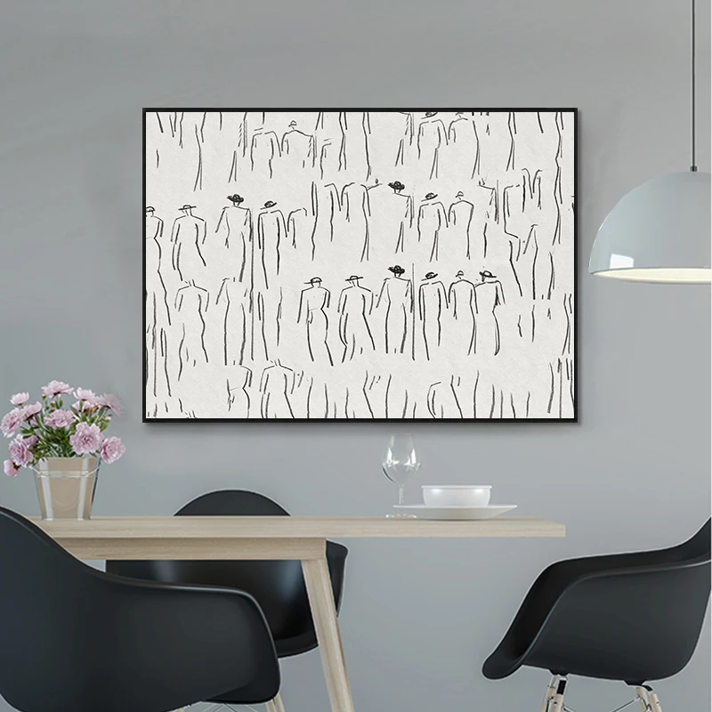 Абстрактная линия обычный плакат винтажный рисунок Картина на холсте