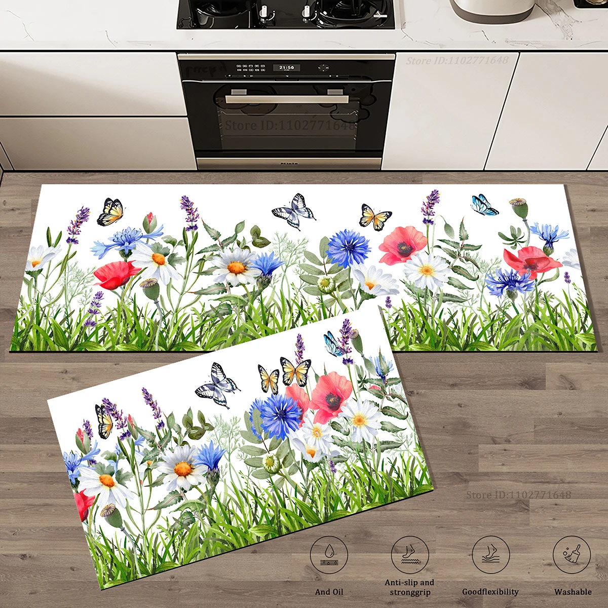 

Зеленый кухонный коврик из хрустального бархата