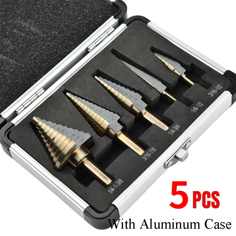 

5pcs Step Drill Bit Set Hss Cobalt Multiple Hole 50 Sizes Cobalt Titanium Conical Carbide Drill Perforator Hole Cutter Tool