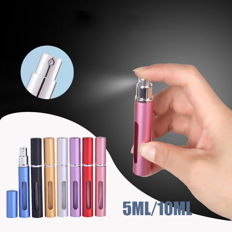 

5ml/10ml Mini Portable Travel Refillable Perfume Atomizer Refill Bottle for Spray Scent Pump Case Empty Cosmetic Glass Container