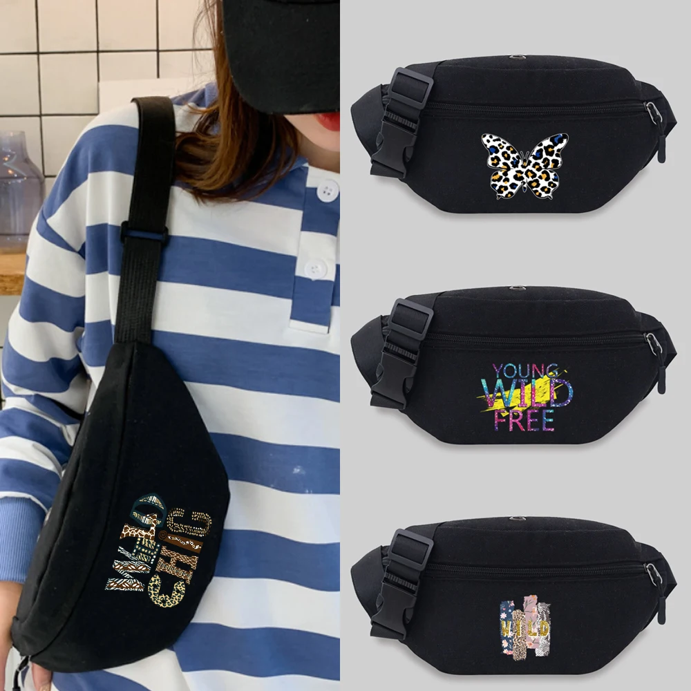 

2022 Waist Bag Unisex Bum bags Student Trend Flamingo Pattern Printing Lightweight Black Leisure Sports Chest Bag Fanny Pack