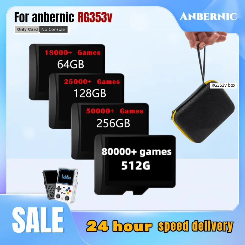 80000+ Games Card ANBERNIC RG353V.VS Bag Memory Micro Sd Consoles Classic Handle Simulator PS1 PSP PS2 256GB 50000+ 128GB 64GB