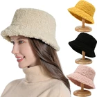 Стильные Теплые Панамы из искусственного меха, однотонные зимние меховые Панамы унисекс 2021, женская и Мужская Уличная Панама из овечьей шерсти, плоская шапка