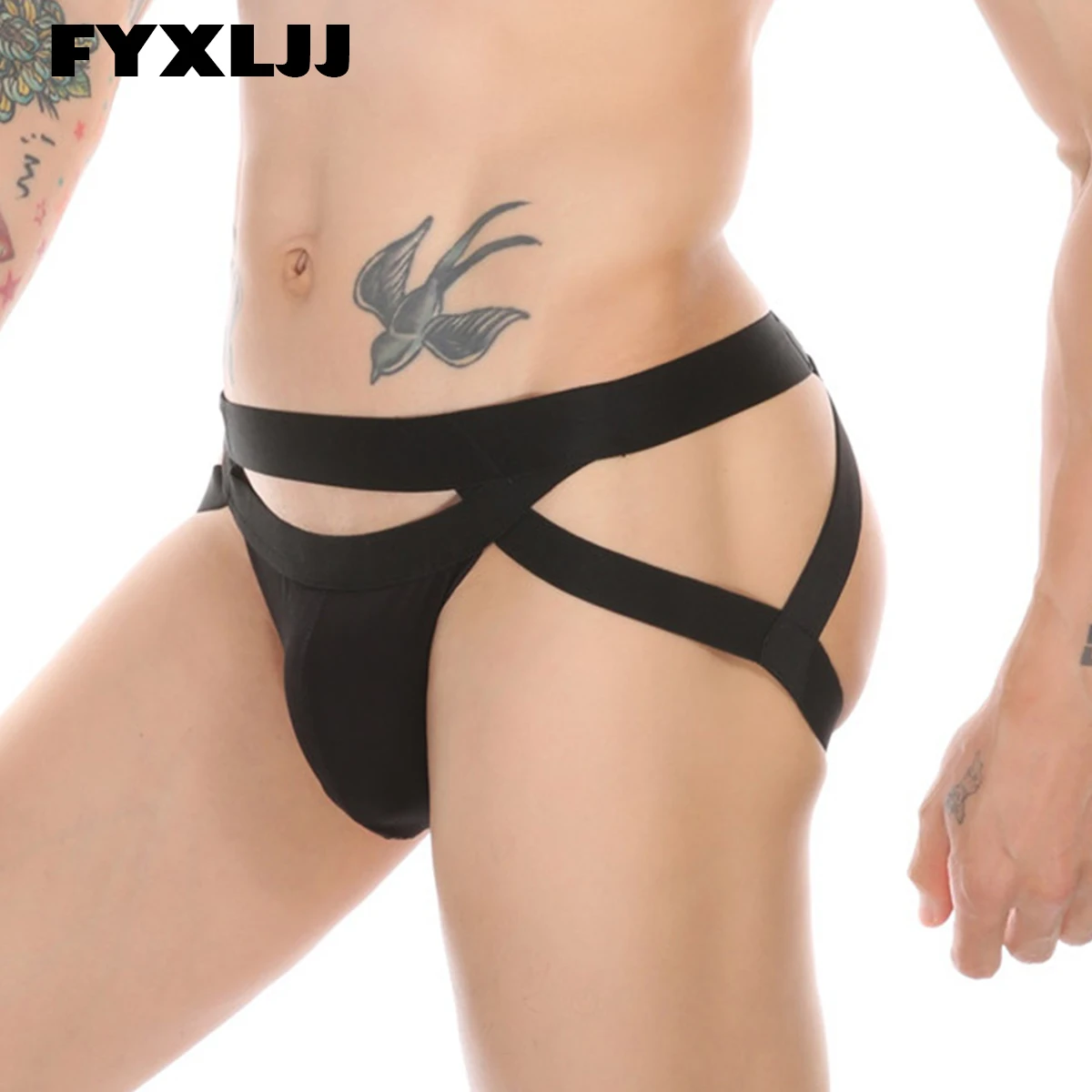 FYXLJJ Mens Open Butt Bandage Panty Sexy Fetish Cutout Bondage Underwear Jockstrap Thong G String Penis Pouch Harness Underpants