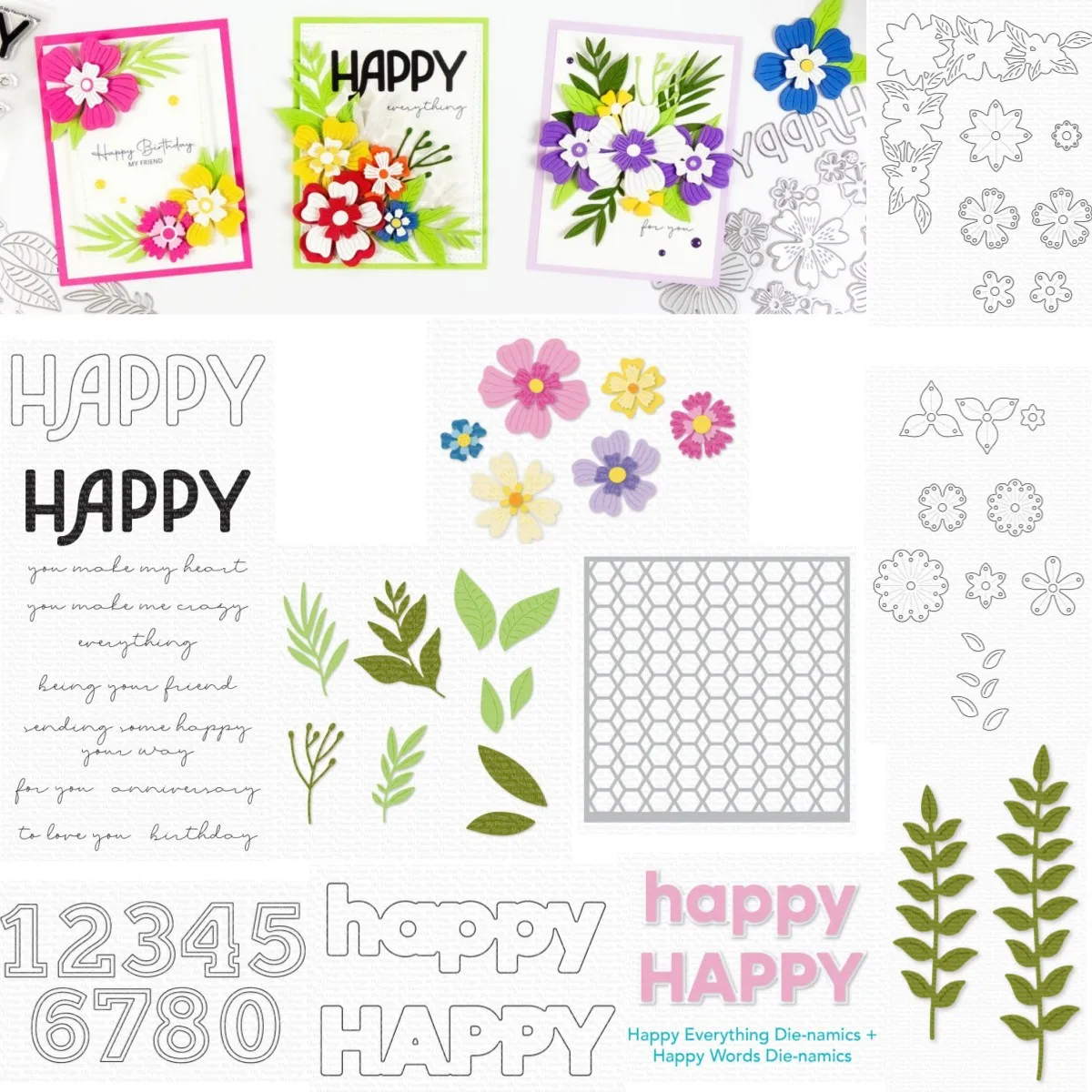 

Happy Bold Blooms Clear Stamps Metal Cutting Dies Stencil Set for Greeting Card Making Scrapbooking Craft Paper New Arrival 2023