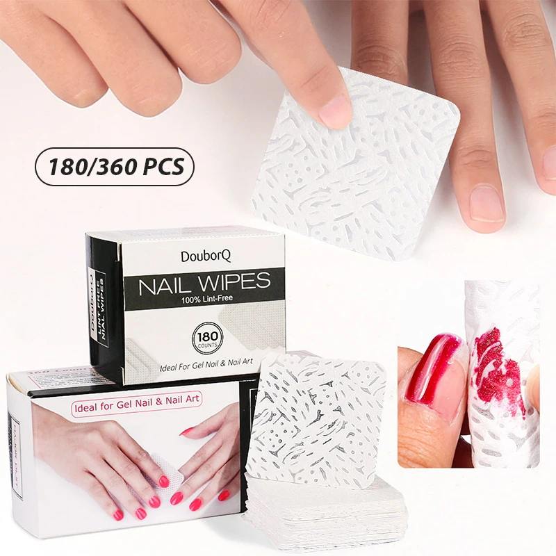

180/360PCS Magic Lint-Free Nail Polish Remover Cotton Wipes UV Gel Cleaner Paper Pad Nails Polish Art Cleaning Manicure Tools