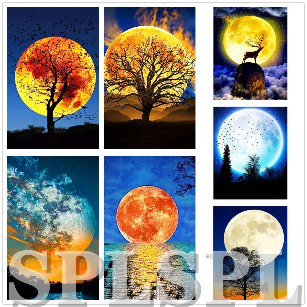 

5D Diy Diamond Painting Moon Night Scenery Embroidery Full Drill Mosaic Art Cross Stitch Kits Home Decor Pictures Stickers