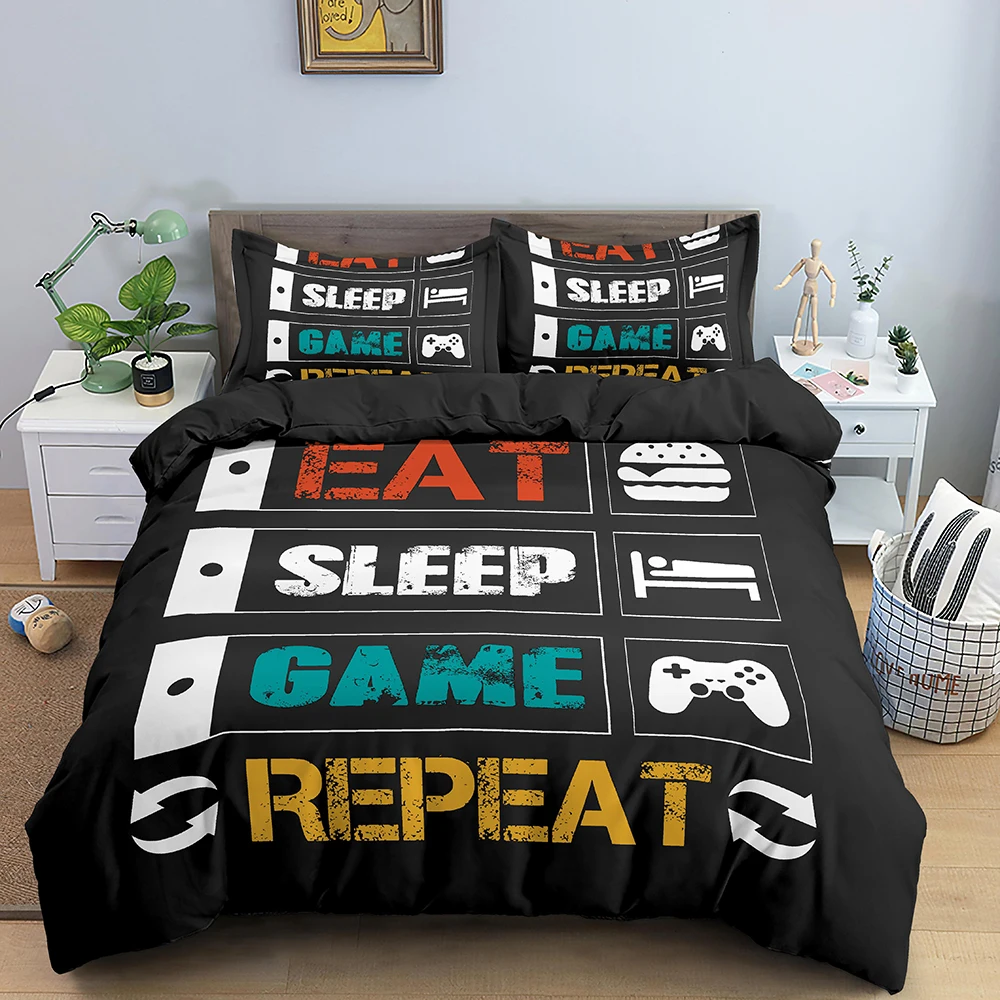 

Juego de funda nórdica para niños, juego de cama con estampado de Gamepad, edredón, 2/3 unidades