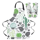 Перчатки для духовки с изображением ежика и кактуса мультяшный фартук, Кухонные фартуки для женщин и детей